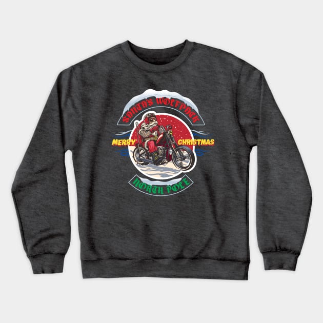 Santa's Wolfpack Crewneck Sweatshirt by spicoli13